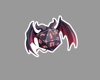 Devil Dice Sticker | Nat 1 D20 Crit Fail Vinyl Decal for Dungeon and Dragons | DND Dice Art for Tabletop RPG Fans