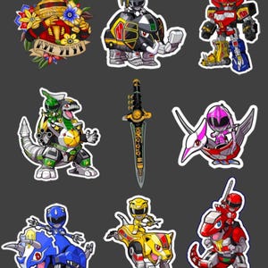 Power Rangers-Inspired Vinyl Stickers: 90s Retro Robot Decals