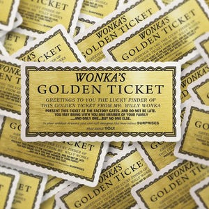 Golden Ticket Sticker | Willy Wonka-Inspired Vinyl Decal | Charlie and the Chocolate Factory Nostalgic Candy Fan Art for Collectors