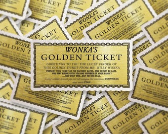 Golden Ticket Sticker | Willy Wonka-Inspired Vinyl Decal | Charlie and the Chocolate Factory Nostalgic Candy Fan Art for Collectors