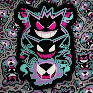 Gengar Evolution Stack Sticker | Ghost-Type Vinyl Decal