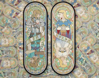 Legend of Zelda Stained Glass Stickers – Zelda and Link Art Nouveau Gamer Vinyl Set