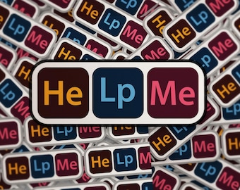 Help Me Sticker | Graphic Design Keyboard Art Decal | Funny Laptop Sticker for Designers | Humor Vinyl Sticker | Adobe-Inspired Gift