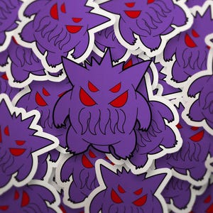 Genthulhu Sticker | Gengar Cthulhu Mashup Vinyl Decal | Funny Spooky Ghost Pokemon-Inspired Sticker | Horror Fan Art Gift