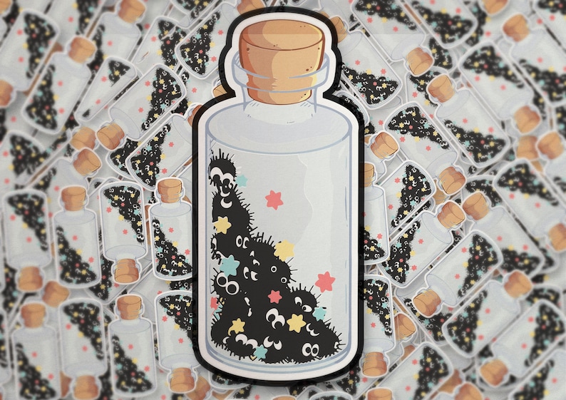 Soot Sprite Jar Sticker: Studio Ghibli Anime - Kawaii Laptop Decal image 1
