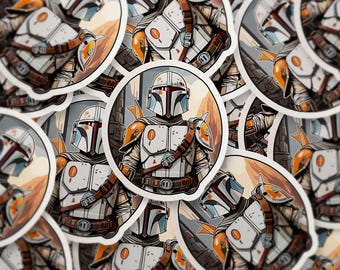 Mandalorian Orange Armor Sticker – Star Wars-Inspired Vinyl Sticker for Helmets, Laptops & Water Bottles