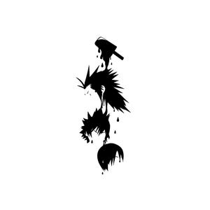 May include: A black vinyl decal featuring a vertical arrangement of three stylized anime-style heads with spiky hair, with a melting ice cream bar shape at the top dripping black liquid down onto the heads, creating a cohesive graphic design.