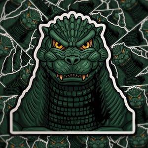 Retro Godzilla Sticker: Kaiju Monster Art Decal - Anime Fandom Gift