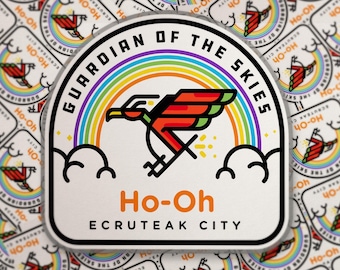 Sticker Ho-Oh 3 pouces – Pokémon arc-en-ciel Gardien des ciels brillant, finition mate et holographique