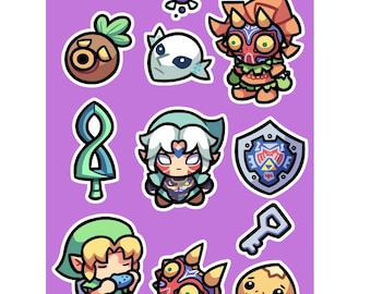 Feuille d'autocollants pour masques de Zelda Majora : stickers en vinyle Kawaii Chibi