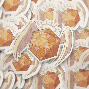 Angel D20 Sticker – Celestial DnD Dice Vinyl for Clerics, Paladins & Tabletop RPG Fans