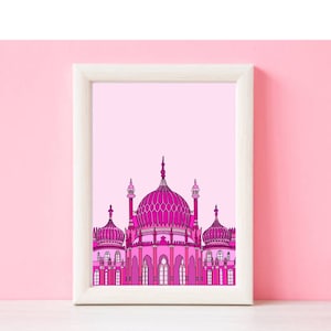 Brighton art Brighton print a4 art print Brighton pink art pink print colourful art brighton art print wall art gallery wall Pavilion