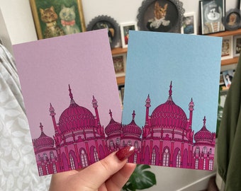 Lámina A6 del Pabellón de Brighton, Arte mural de galería rosa de moda (Digital)