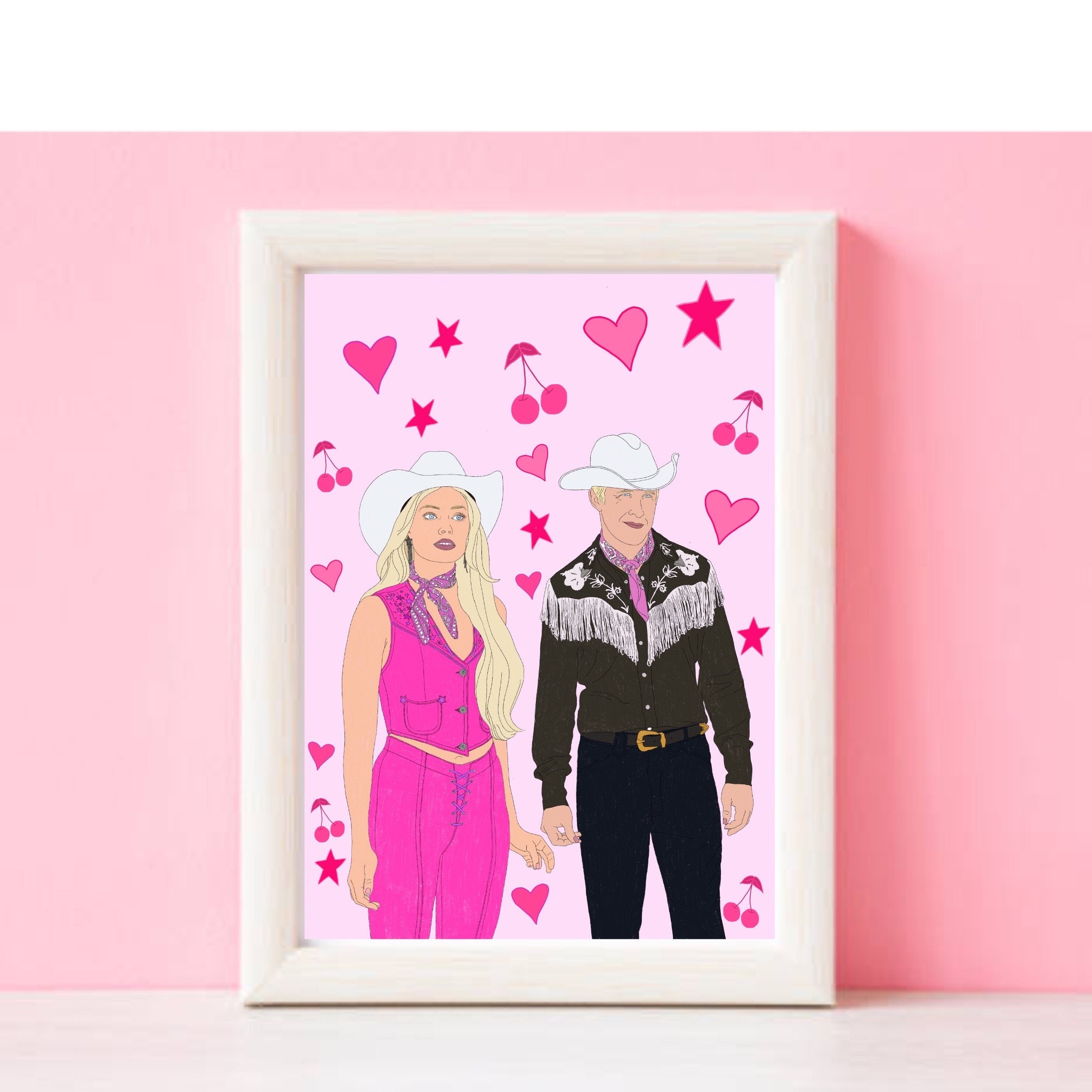 Barbie Art Digital Print Pink Sassy Ryan Gosling Cowgirl Movie