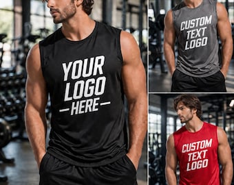 Custom Gym Sleeveless : Quick-Dry, Breathable Workout Shirt (Personalized Text Logo)