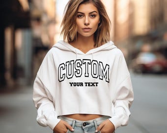 Personalized Cropped Hoodie: Custom College Letters, Team Style