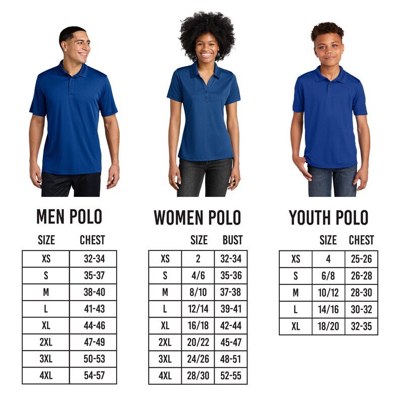 a women's polo shirt size guide