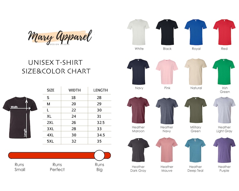 K&ouml;nnte beinhalten: Unisex-T-Shirt Gr&ouml;&szlig;en- und Farbtabelle mit Ma&szlig;en in Zoll. Die Tabelle zeigt verschiedene Farben von T-Shirts, darunter Wei&szlig;, Schwarz, K&ouml;nigsblau, Rot, Marineblau, Rosa, Natur, Irisch Gr&uuml;n, Heidelbeerfarben, Marineblau, Milit&auml;rgr&uuml;n, Hellgrau, Dunkelgrau, Flieder, Dunkelblau und Lila.