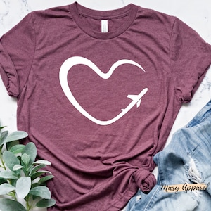 Travel Shirt, Travel Lover Gift, Heart Plane T-Shirt, Heart Vacation Shirt, Love Travel Shirt, Road Trip Shirt, Time Travel Shirt