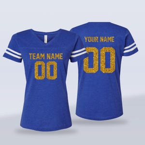Custom Glitter Football Jersey Shirt - Personalized Name & Number - Birthday Gift for Her - Team Spirit Shirt - Game Day Outfit