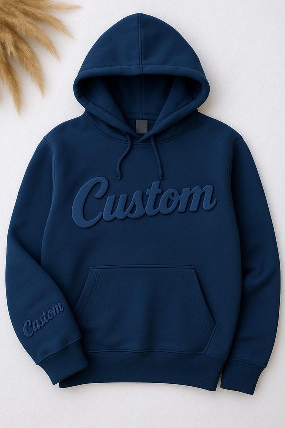 Custom Puff Embossed Sweatshirt - Personalized Raised Text Hoodie, Trendy 3D Lettering, Custom Name Gift, Unique Cozy Pullover