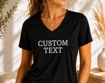 Personalized Workout Shirt for Women, Custom Sport Tee, PosiCharge V-Neck Shirt