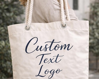 Bolsa de lona personalizada: ecológica, asas de cuerda y logotipo personalizado.