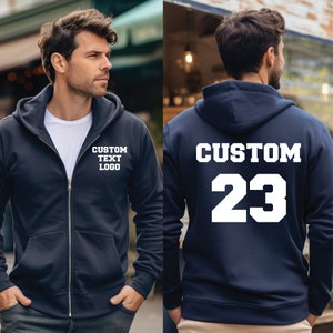 Personalized Zip Up Hoodie, Custom Zip Up Hoodie, Custom Logo Hoodie, Team Logo Zip Up Hoodie, Personalized Hoodie, Your Text Hoodie