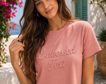 Embossed Text Crop Top – Puff Print  Custom Raised Lettering Shirt, Stylish Women’s Crop Tee, Personalized Name Gift