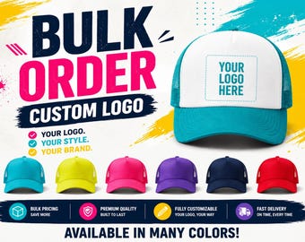 Personalized Logo Trucker Hat Bulk Order, Custom Text business, team, event, or brand Foam Mesh Cap