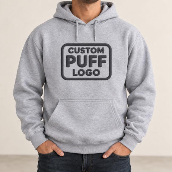 Custom Puff Print Hoodie: Raised 3D Logo - Personalized Metallic Puff Sweatshirt