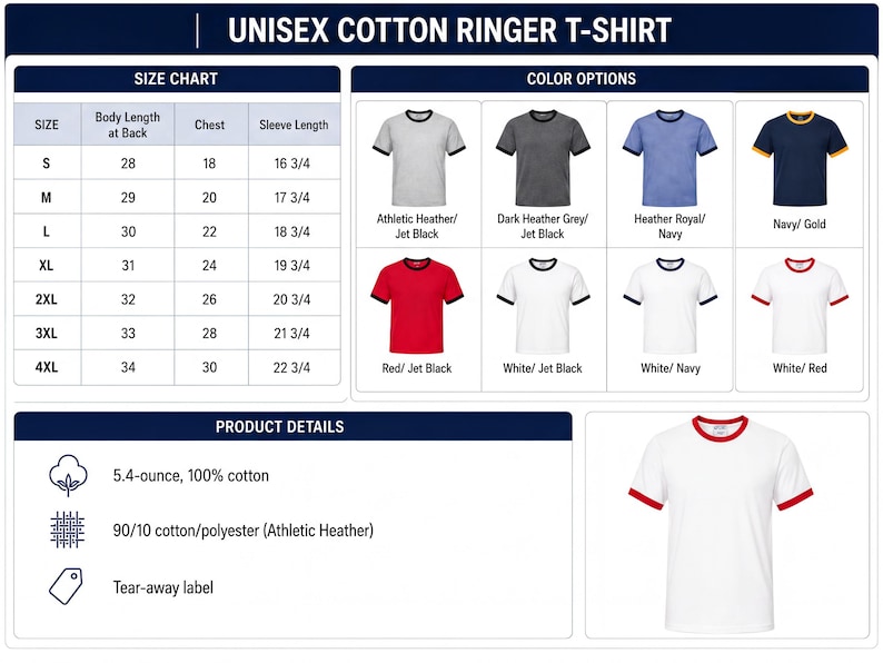 a screen shot of the unisex cotton ringer t - shirt