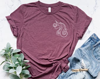 Unicorn Birthday Shirt, Pocket Tee, Whimsical Design (Kids S-XL)