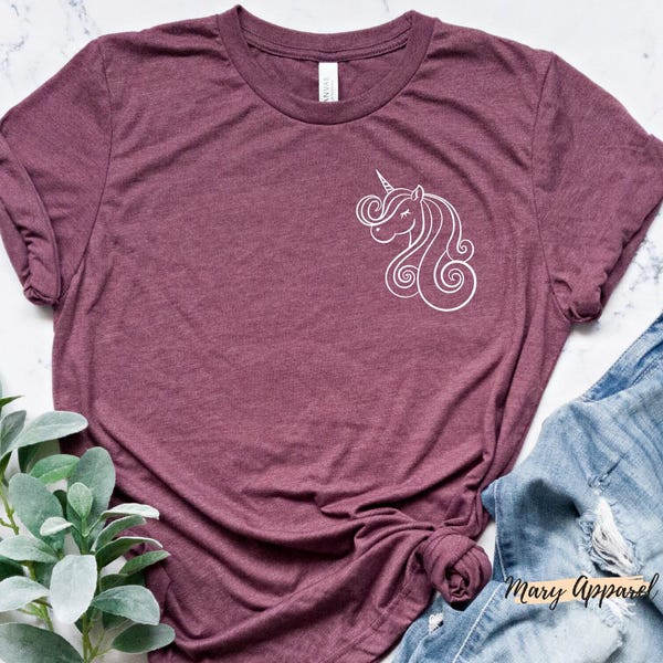Unicorn Birthday Shirt, Pocket Tee, Whimsical Design (Kids S-XL)