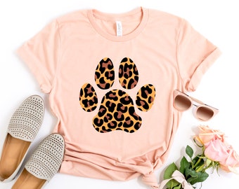 Leopard Paw Shirt, Animal Lover Shirt, Gift For Dog Owner, Dog Paw Shirt, Leopard Print Shirt, Dog Lover Shirt, Dog Owner Shirt