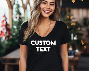 Custom V-Neck Shirt: Design Your Own Tee (Women and Unisex, Cotton Blend)