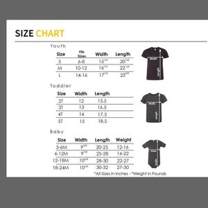 the size chart for a t - shirt