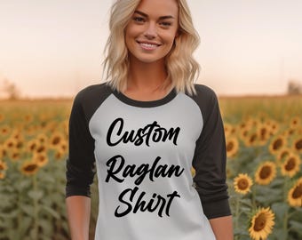 Personalized Baseball Shirt: Vintage-Inspired Raglan Tee - Soft Cotton