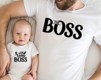 The Boss Shirt, The Real Boss Shirt, Fathers Day Gift, Matching Tee, Fathers Day Shirt, New Dad Tee, Funny Dad And Baby Shirt, New Dad Gift