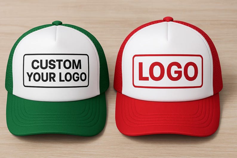 a couple of hats sitting on top of a wooden table