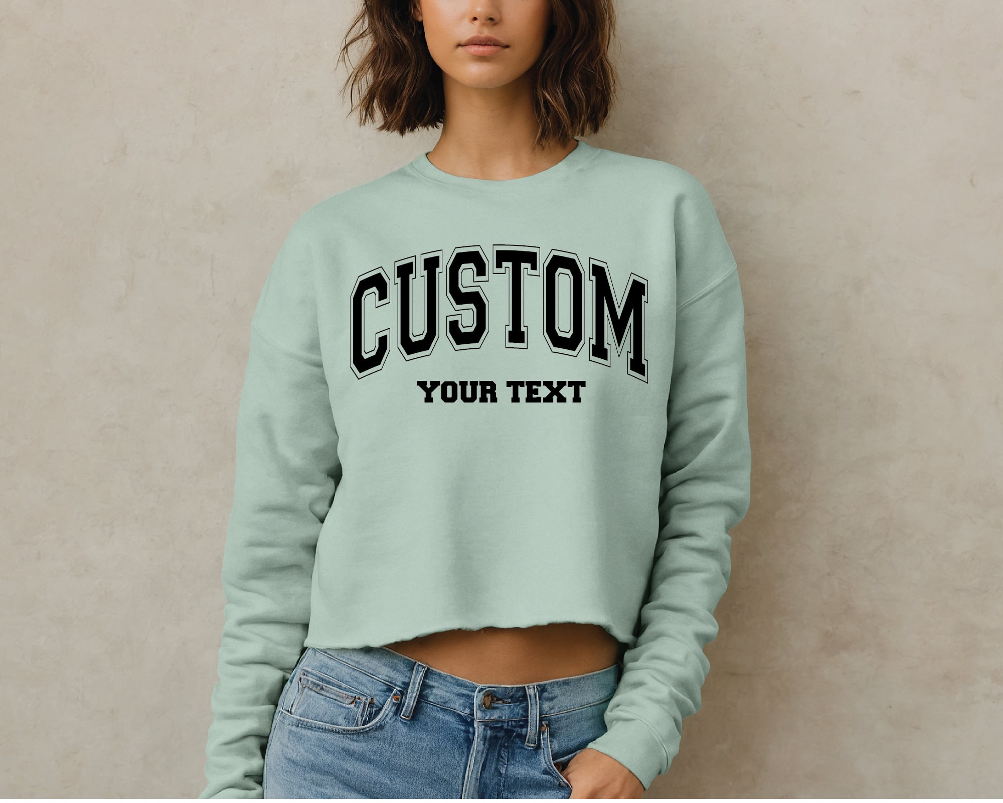 Varsity Cropped Sweatshirt, Personalized College Cropped Sweatshirt, Custom Women's Cropped Sweatshirt, College Letters Crop Sweatshirt