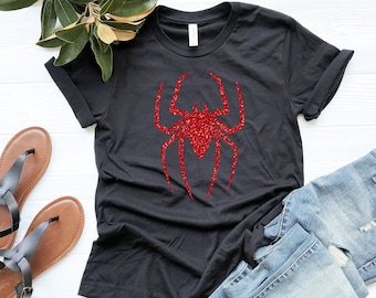 Glitter Spider Shirt, Spider Lover Gift, Spider Glitter T-Shirt, Spider Lover Shirt, Man Woman Kid Shirt, Black Spider Tee