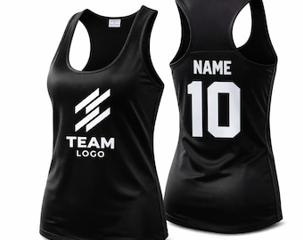 Camiseta deportiva transpirable con espalda deportiva personalizada y texto personalizado