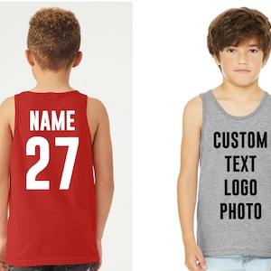 Camiseta sin mangas unisex con texto personalizado, camiseta sin mangas personalizada, diseño personalizado, camiseta sin mangas del equipo deportivo personalizado, impresión frontal trasera, mujeres, hombres imagen 4