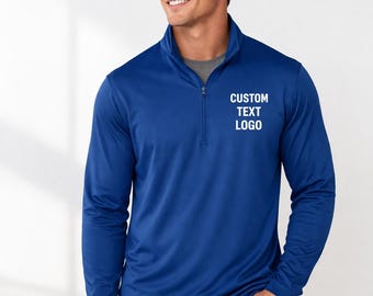 Custom Logo Lightweight Athletic Quarter Zip, Moisture Wicking Top, Gym Team Shirt