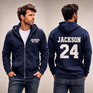 Personalized Zip Up Hoodie - Custom Text or Team Logo Design