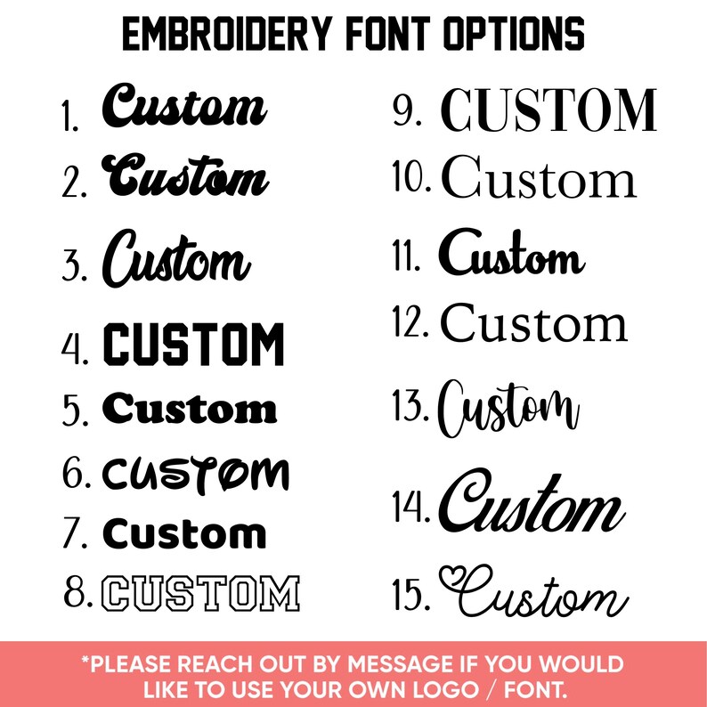 Embroidery font options