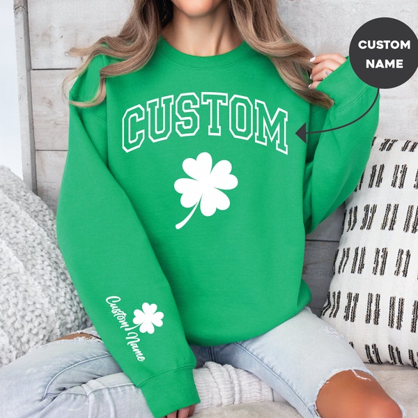 Personalized Collage Name St Patrick's Day Sweatshirt, Custom Shamrock Sweatshirt, Irish Drinking Shirt, Parade Shirt, Toddler, Youth, Women