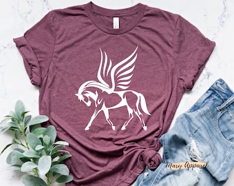 Winged Horse Shirt, Pegasus Tshirt, Horse Shirt, Cute Horse Shirt, Horse Silhouette Shirt, Gift For Horse Lover, Equestrian Shirt
