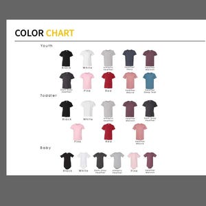 the color chart for a t - shirt